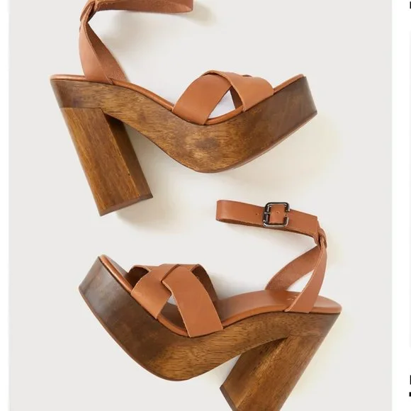 Laurel Cognac Vachetta Leather Platform Sandals - Picture 3 of 3